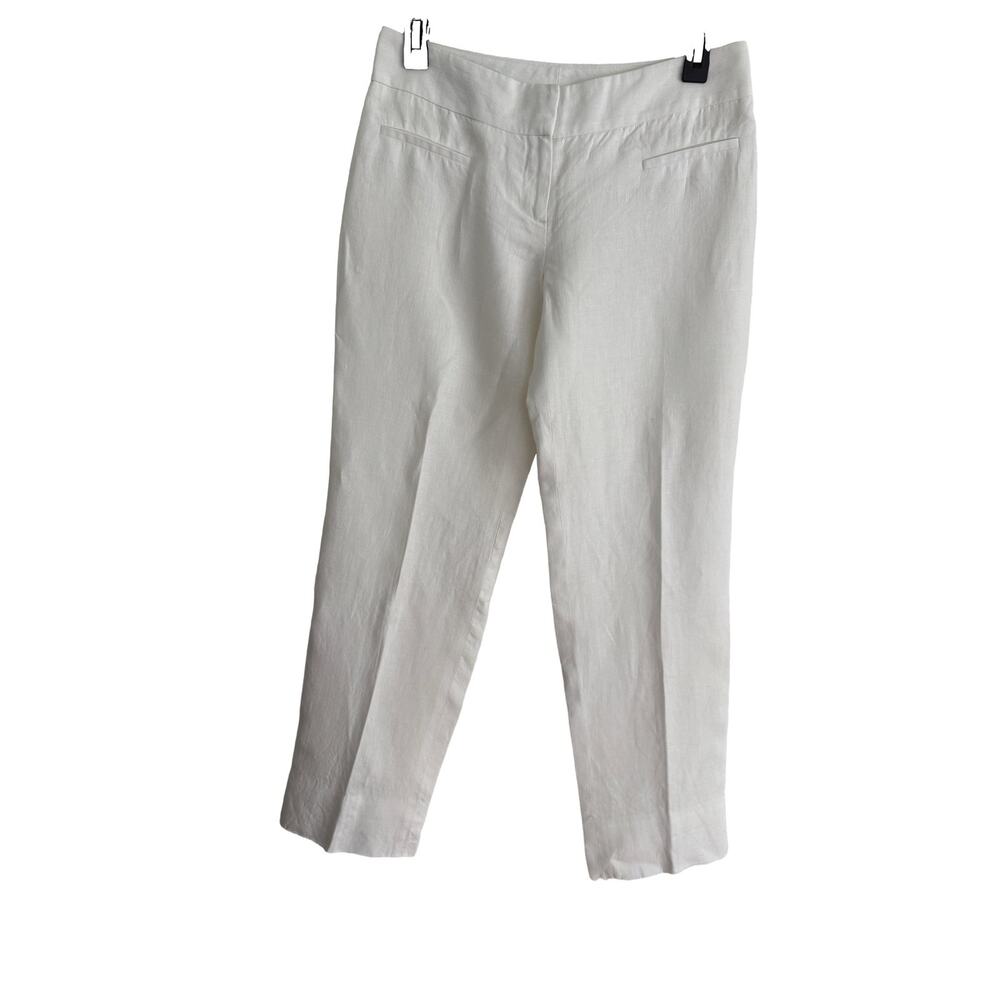 Brooks Brothers Womens Petite 2P White Linen Ankle Pants Lined Timeless Classic